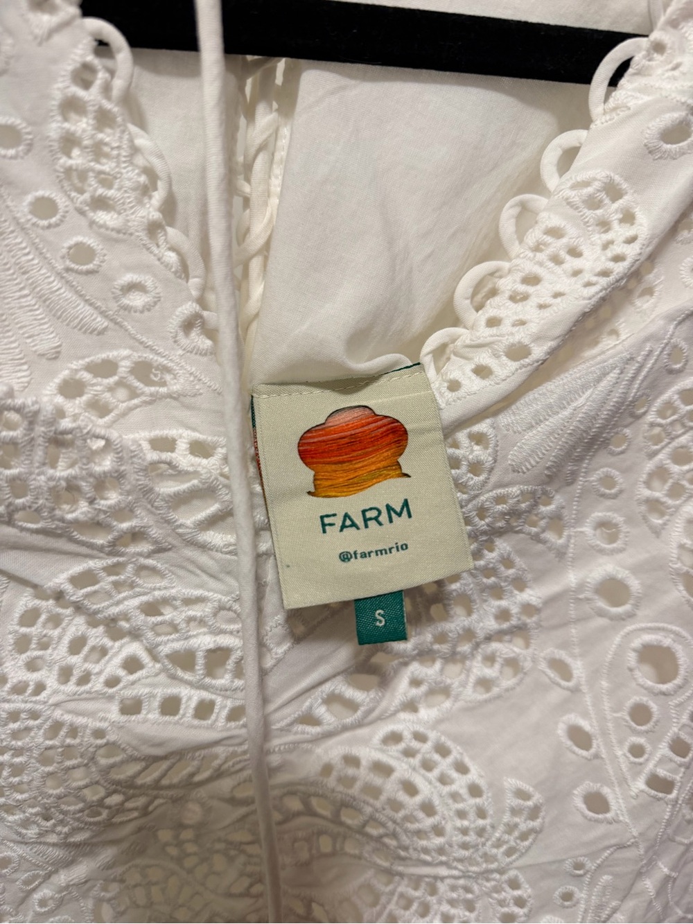 FARM Rio White Richelieu Eyelet Midi Dress S - Picture 5 of 5
